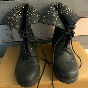 Black studded combat boots size 8.5